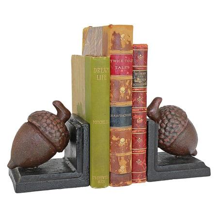 DESIGN TOSCANO Grande Acorn Cast Iron Sculptural Bookend Pair SP392